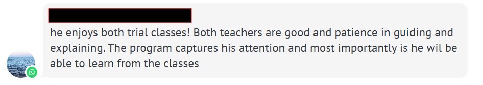 Parent feedback about the programme capturing a child's attention