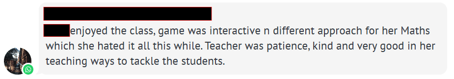 Parent feedback about an interactive Maths class