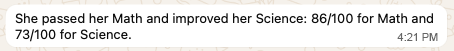 Parent message sharing improved Maths and Science grades.